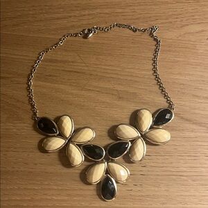 Elegant Black and Cream Floral Necklace